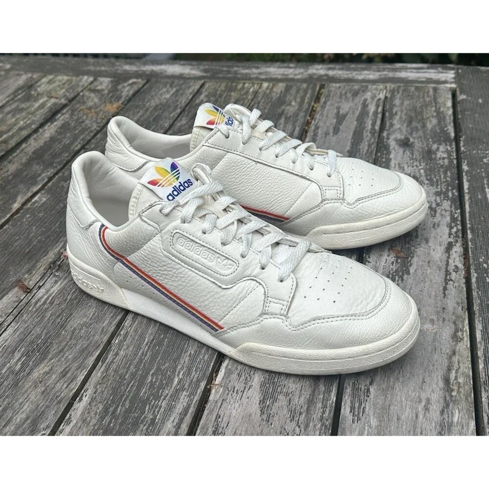Adidas Continental 80 Pride Off-White Mens Size 11 Athletic Lace Sneakers EF2318